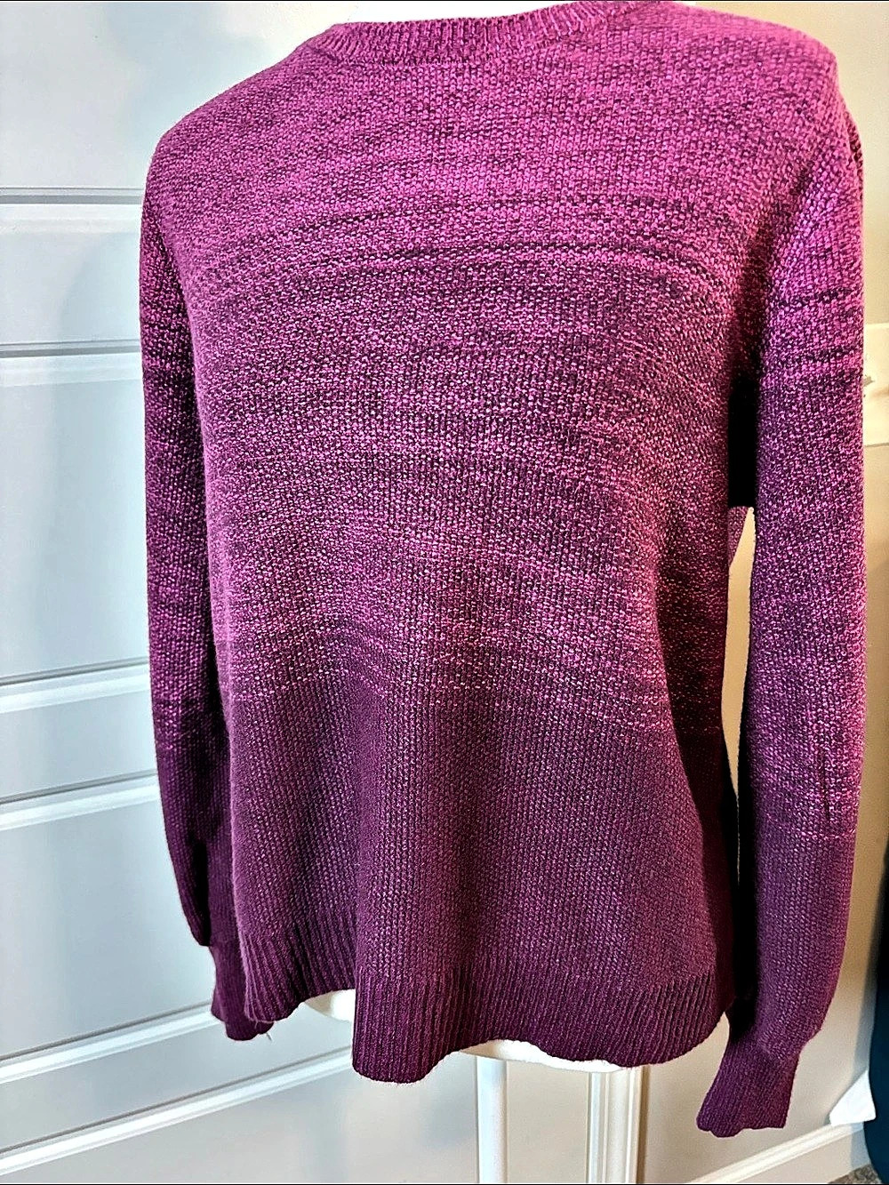 Gloria Vanderbilt Women's Crew Neck Sweater Purple Large